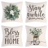 Bloom Decorative Linen Spring Summer Buffalo Plaid Pillow Covers Farmhouse Cushion Covers Throw Pillow Covers for Sofa