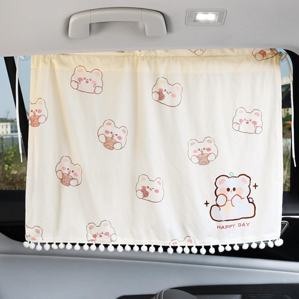 Suction Cup Cartoon Car Curtain Panda Car Blackout Curtain Cute Car Sunshade Curtain Side Window