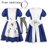 Women's Anime Alice Cosplay Costume With Necklace Alice Dress Maid Apron For Halloween Game Madness Returns Theme Girls' Outfit