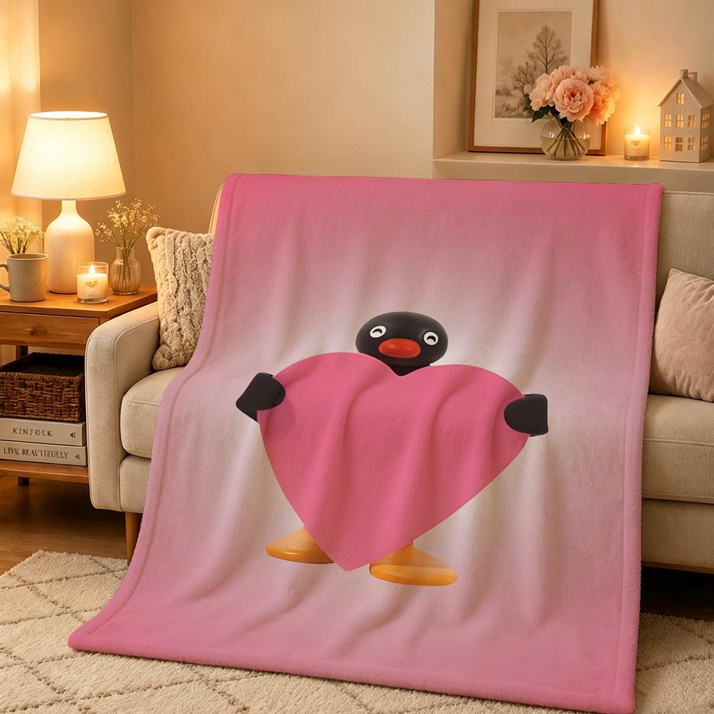 Cartoon P-Pingus Throw Warm And Soft Suitable For Bedroom Living Room Sofa Bed Office Travel Camping