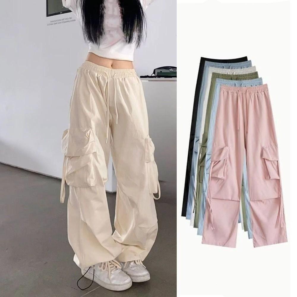 Y2K Wide Leg Sweatpants Drawstring Women Joggers Trousers Casual Baggy Cargo Pants Streetwear