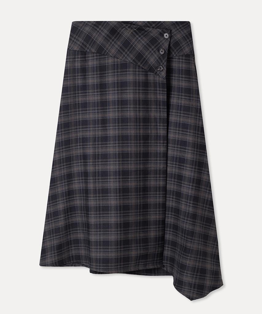 MIXXO Клетчатая асимметричная юбка_Miwwhg326B