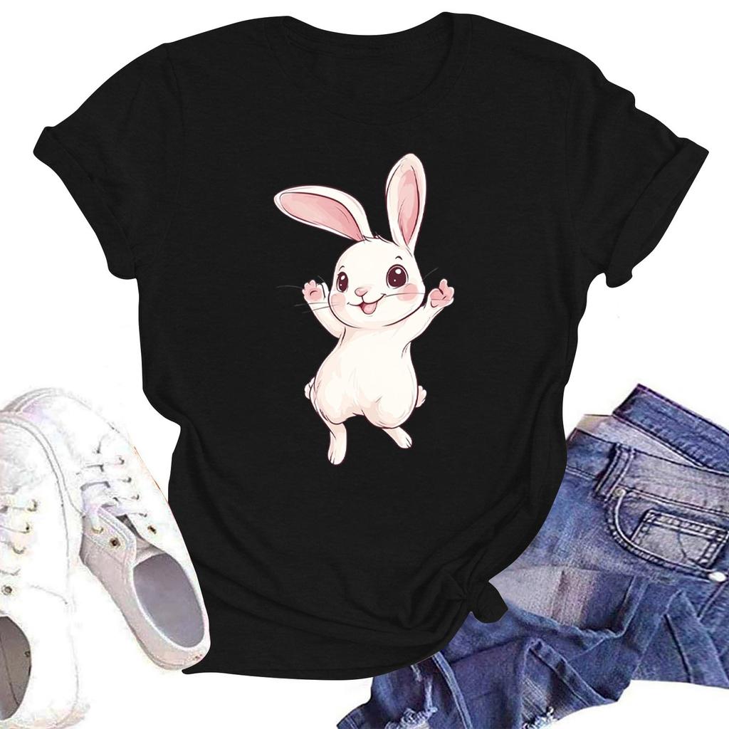 Women's Round Neck Casual Printed Short-sleeved T-shirt Top