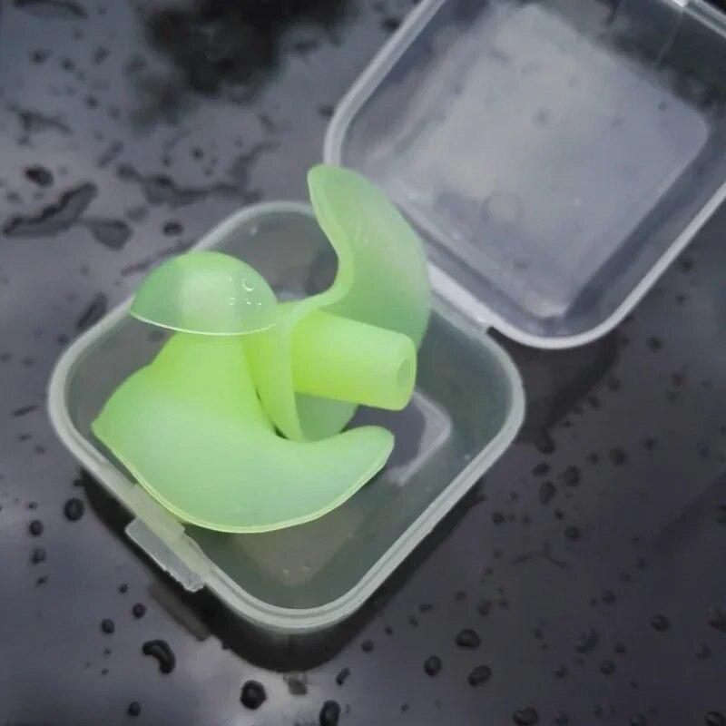 1Pair Waterproof Swimming Earplugs with Box Soft Silicone Spiral Ear Plug Anti Noise for Sleeping Snoring Diving Accessories Earplugs for Bathing