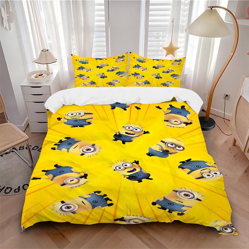 Despicable Minions Print 3Pcs Bedding Setduvet Cover With 2 Bedropillowcase Home Birthday Gift
