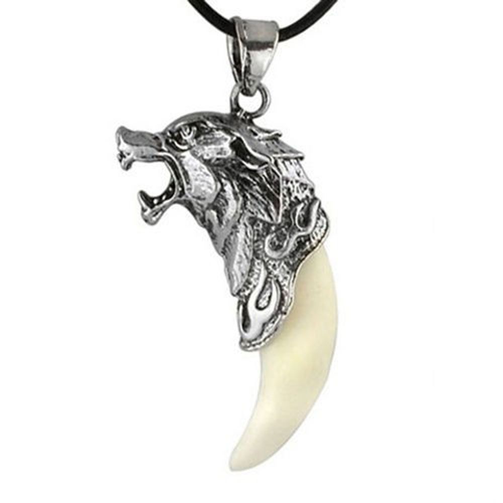 Elegant Men Jewelry Hot Sale Fashion Titanium Steel Domineering Pendant Wolf Tooth Necklace