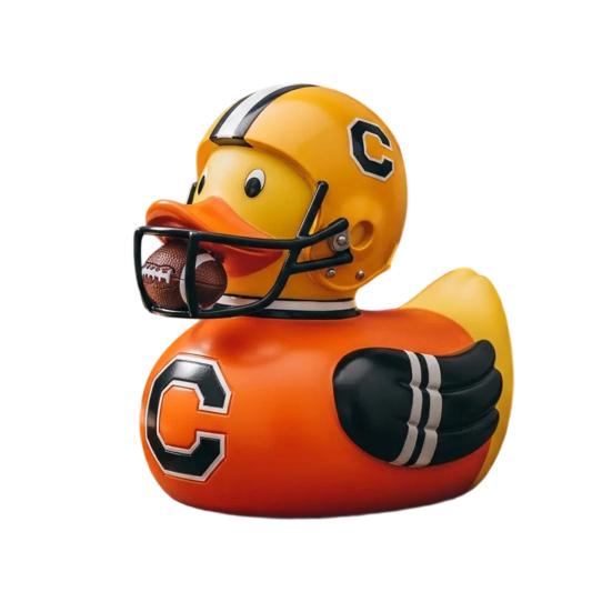 Фигурка Утки-Чемпиона по Регби Статуэтка Мультяшной Утки Играющей в Регби Скульптура Животного Украшение Декор для Дома Офиса Рабочего Стола