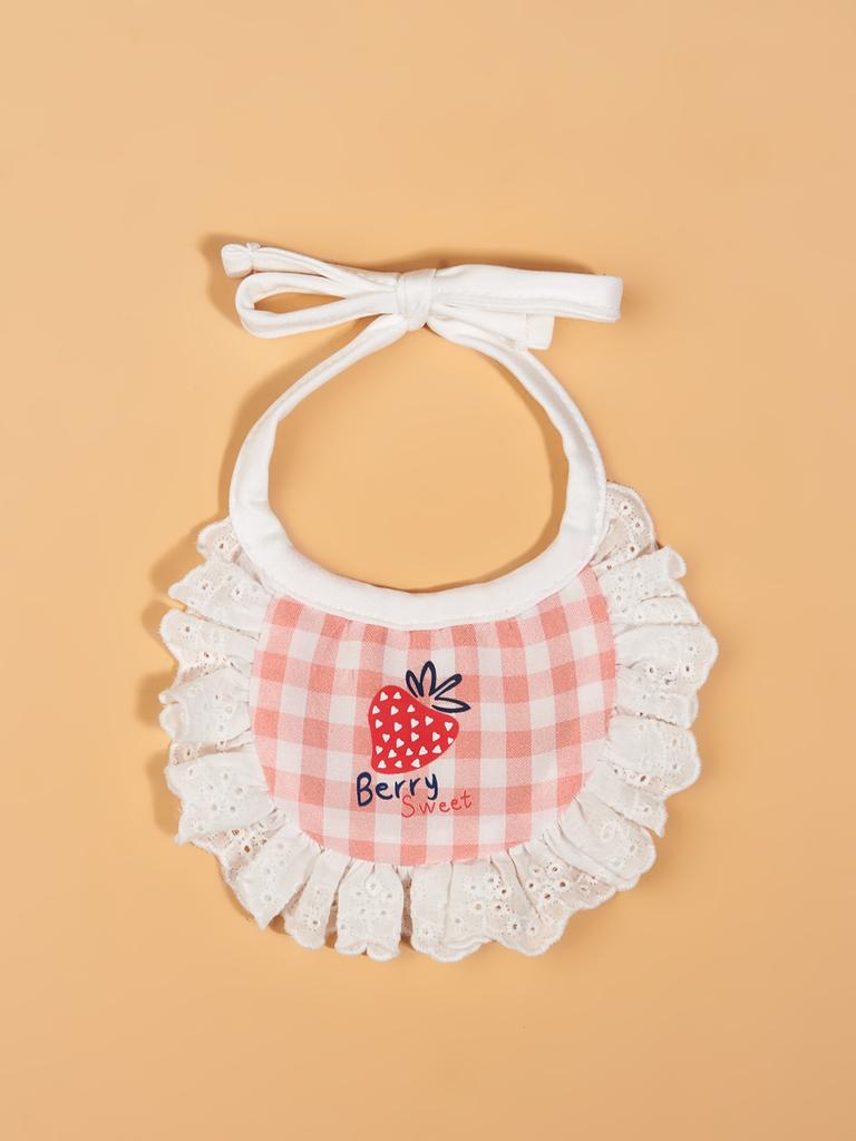 Cute Dog Lace Bandana Puppy Cat Strawberry Scarfs Washable Daily Handkerchief Semicircle Scarf Bibs Saliva Towel for Small Medi
