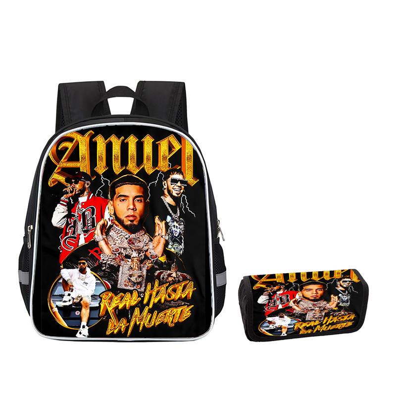 Рюкзак Anuel Aa Мужской и Женский Школьная Сумка Повседневный Большая Вместимость Ящик для Хранения Канцелярских Принадлежностей Тип с Клапаном