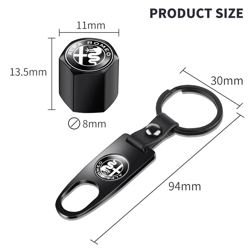 Car Accessories Metal Wheel Tire Valve Caps With Wrench Keychain For Alfa Romeo Giulietta Mito Giulia Stelvio Brera 147 156