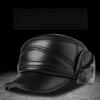 Winter Men's Leather Hat Thicken Leather Sheepskin Baseball Caps With Ears Warm Snapback Dad's Hats Sombrero De Cuero Del Hombre