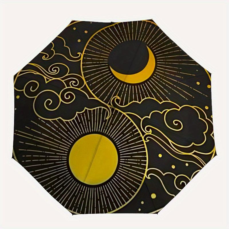 1pc Sun Moon Auto Open/close, All-Season Portable Folding Umbrella for Women & Men, Travel, Everyday, Formal Events -06226
