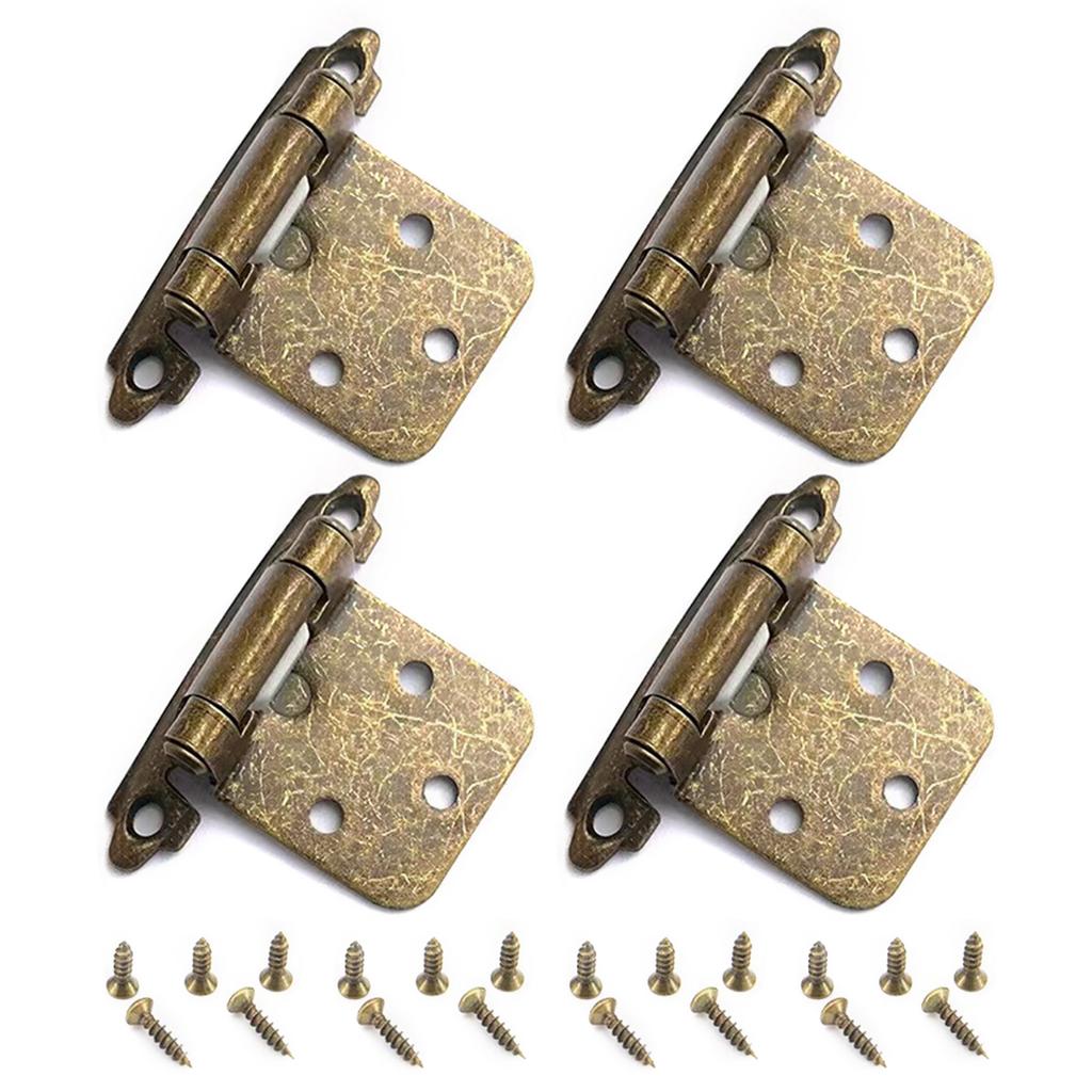 4Pcs Antique Self Closing Hinges Kitchen Cabinet Door Hinges Decorative Hardware for Bathroom Furniture Cupboard