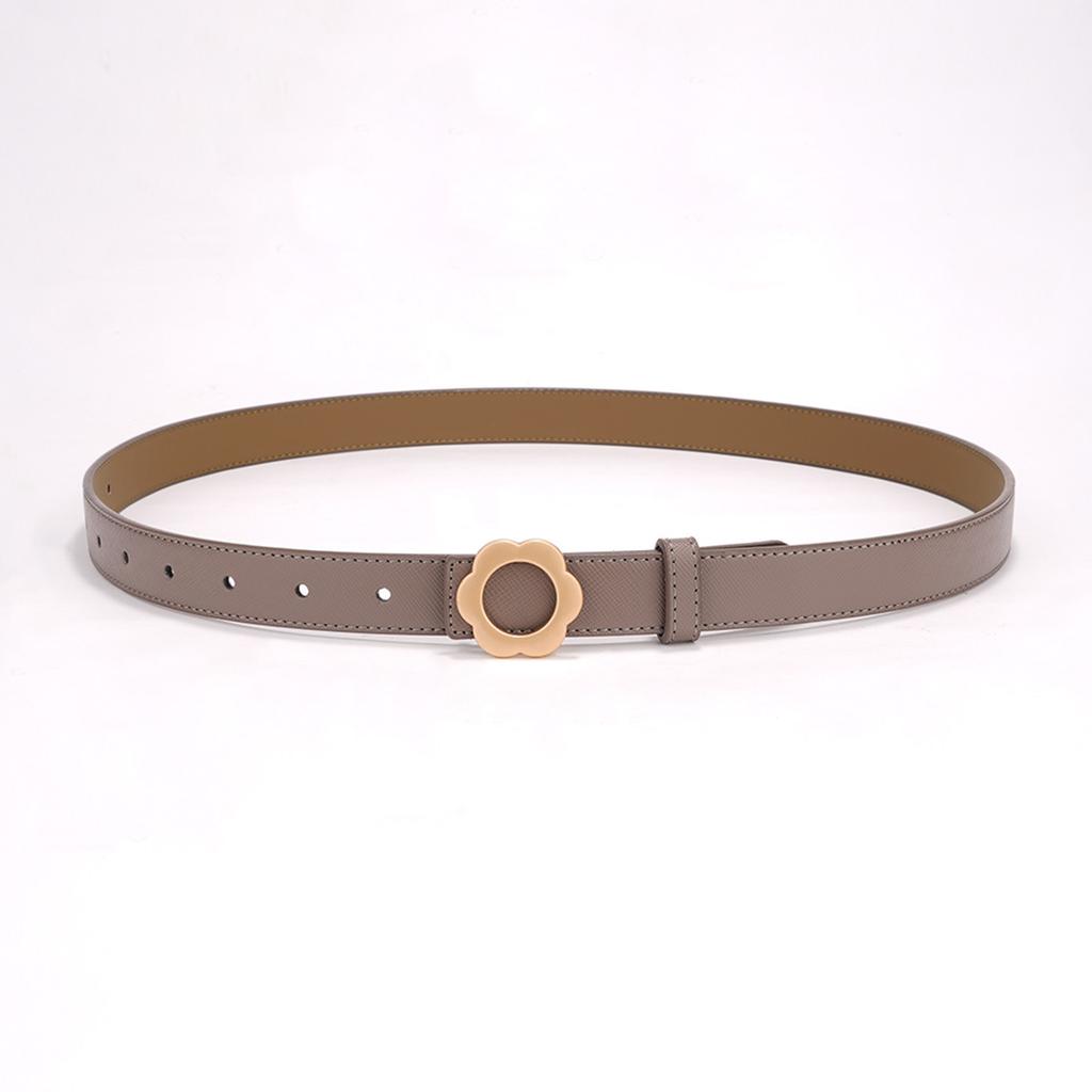 Женский ремень Летний Новый Пряжка-цветок Простой и Модный Ретро с джинсами Черный Трендовый Студенческий Декоративный ремень