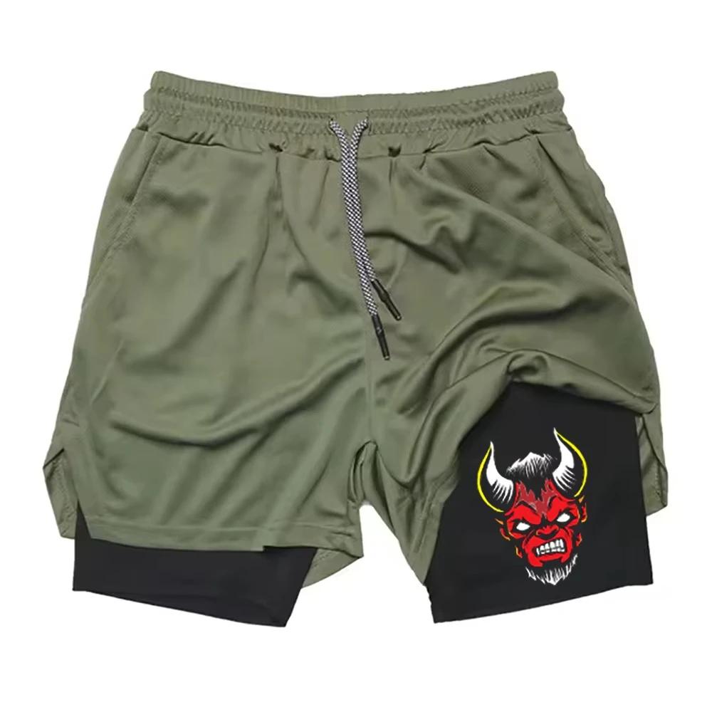 Demon Devil Satan Muay Thai Kick Boxing MMA Shorts Men Women Unisex Casual Sportswear Double Layer Quick Dry Training Sport Gym Fitness Workout
