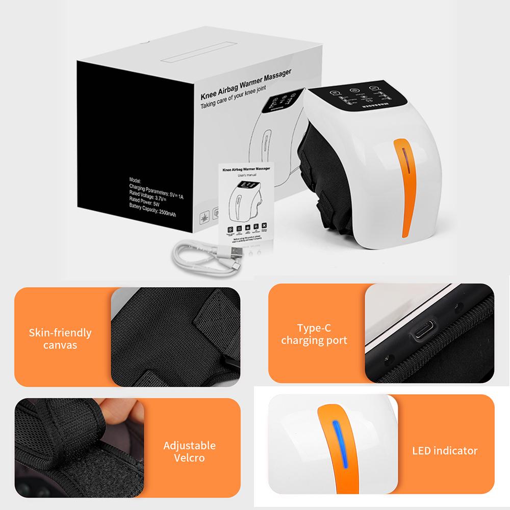 Беспроводной массажер для колена с подогревом, давление воздуха, горячий компресс, вибрация, инфракрасная физиотерапия, наколенник, массажер для лечения колена