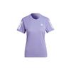Striped Logo Print Running Short Sleeve T-Shirt Women Tops Light-Purple HC1748