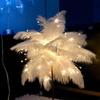 Novelty Feather Night Light Fairy Copper Table Lamp Battery Power Home Living Room Kids Bedroom Party Wedding Decorative