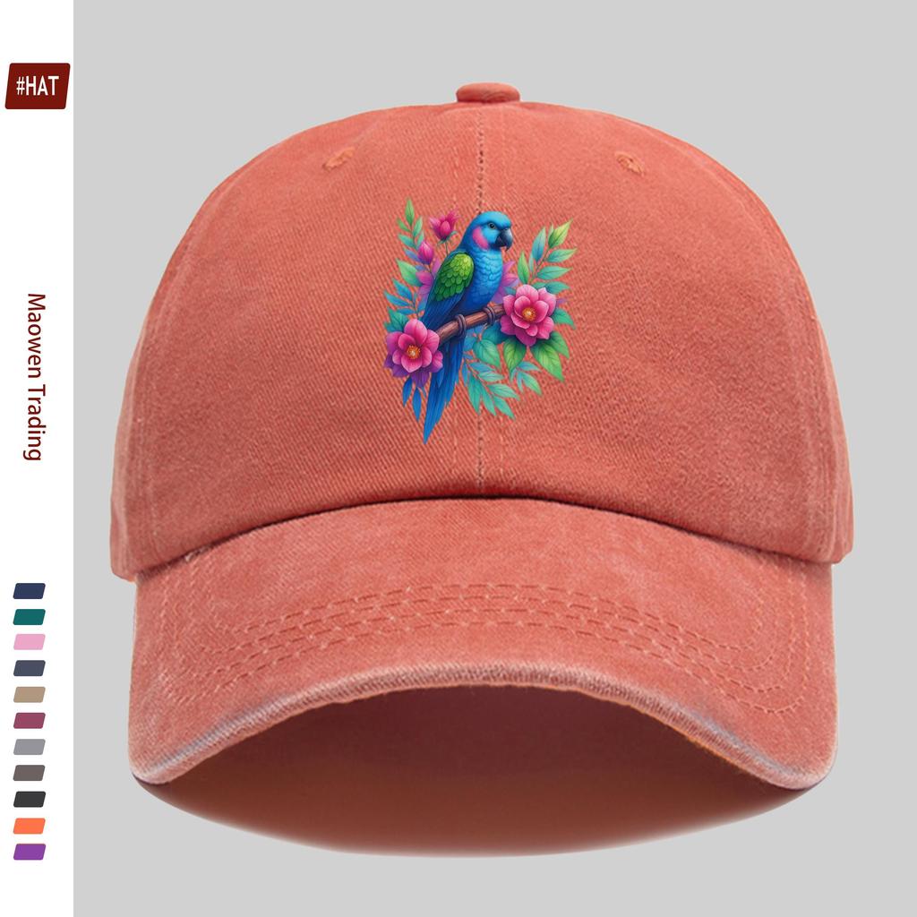 pc Parrot And Floral Print Pattern Baseball Cap Fashion Decor Sun Hat for Casual Travel Lovers Truck Driver Papa Hat Comfort