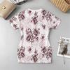 Women's Slim Fit Short Sleeve V-Neck Dress – Soft Floral Print, Casual Wear for Beach Vacation & Daily Commute