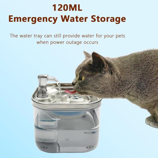 2л фонтан для кошек, бесшумный фонтан для питья домашних животных из нержавеющей стали с фильтром, автоматический диспенсер для воды для кошек и мелких домашних животных