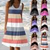 Women's Vest Dresses Summer Spring Pleated Bohemian Dresses Cute Sleeveless Flowing Beach Straight T-Shirt Tank Dresses Round Neck Dresses