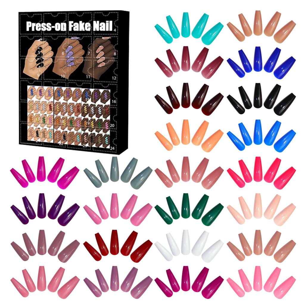 Рождественский праздничный адвент-календарь 2024 года, адвент-календарь, коллекционный накладной адвент-календарь для ногтей, 12 пар, 20 мл