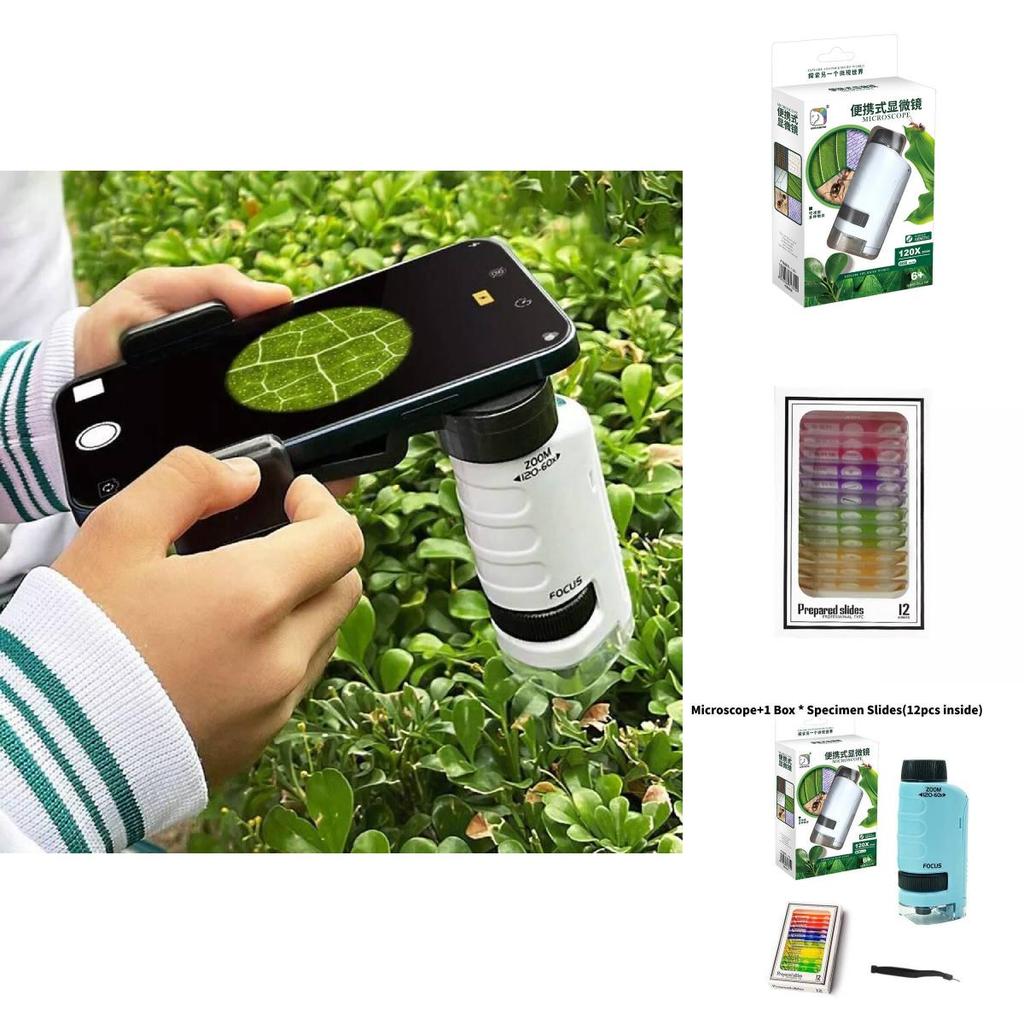 Портативный ручной оптический микроскоп высокого разрешения, образовательный научный набор для детей