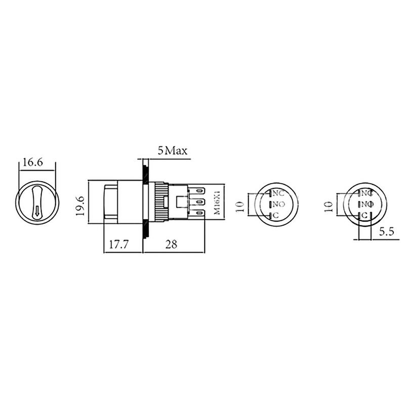 16Mm Stainless Steel Rotary Selector Switch, 3-Position Switch, 12V Led Light Button Switch