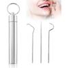 Набор зубочисток из нержавеющей стали, многоразовая портативная металлическая зубочистка с держателем, многоцелевые инструменты для чистки зубов