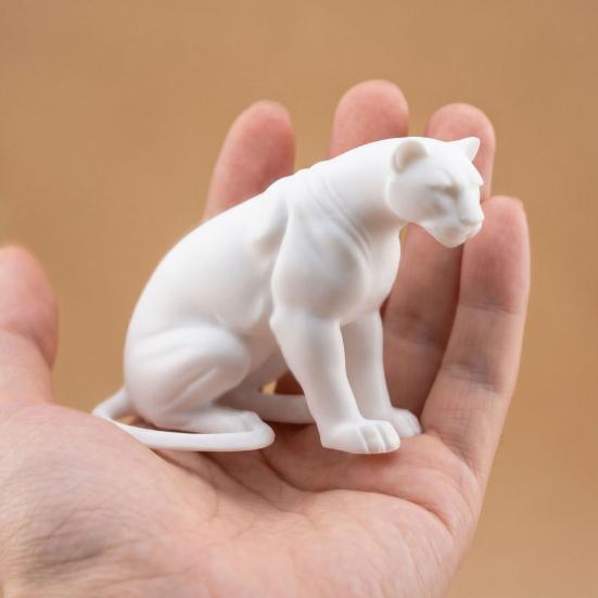 Фигурка Пантеры 3D Печать Черно-Белая Фигурка Дикой Природы Коллекционная Скульптура Животного для Украшения Дома Офиса Стола
