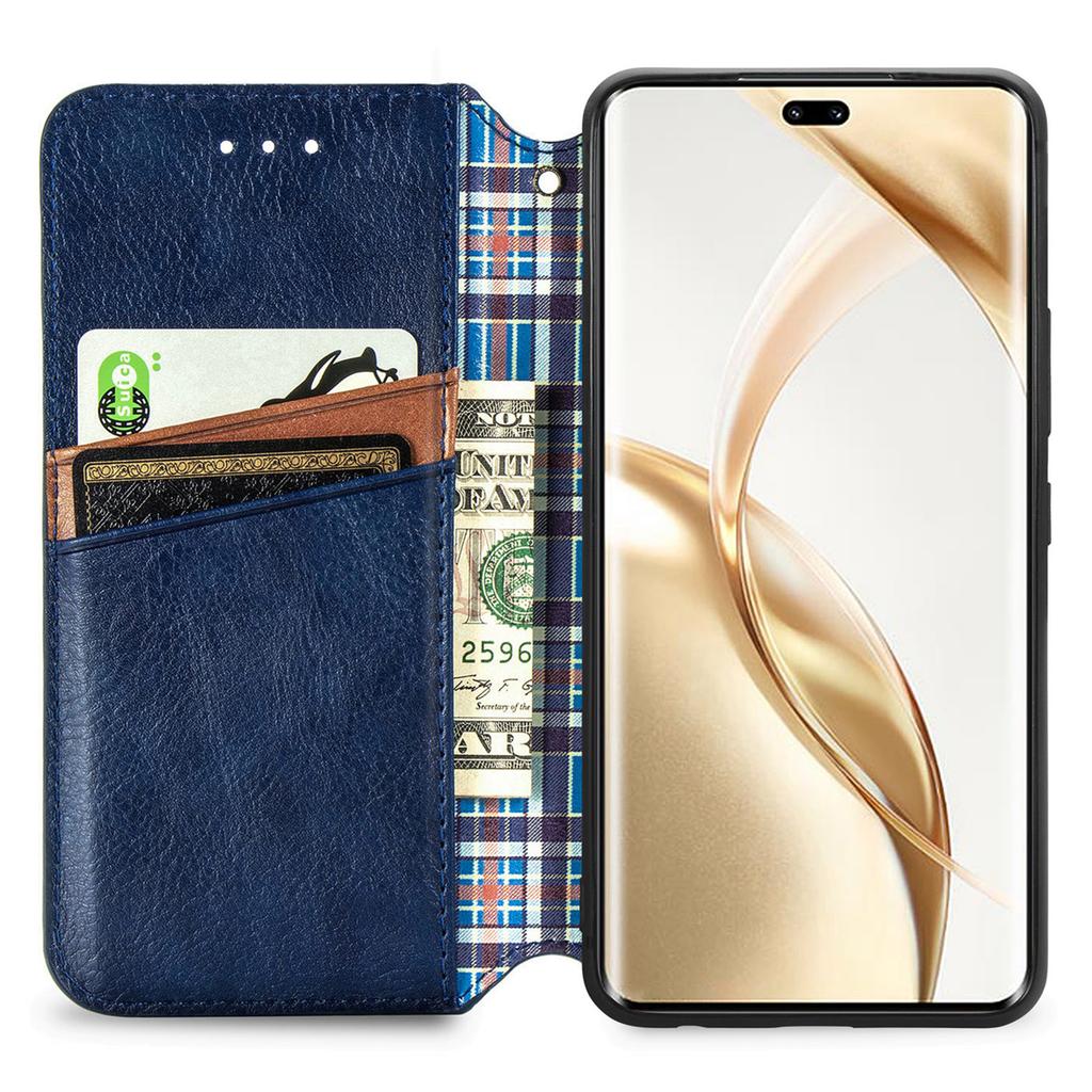 For Honor 200 Pro 5G PU Leather Case Rhombus Imprint Wallet Stand Phone Cover