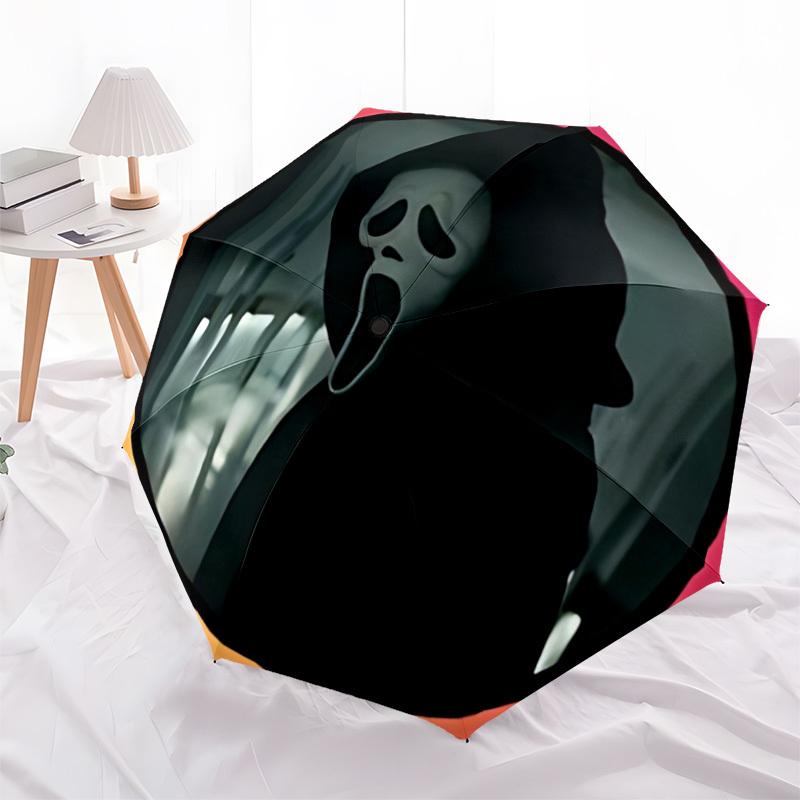 1pc Scream Mask Umbrella Portable Home Essential Umbrella Folding Umbrella Durable Iron Frame yy251128084