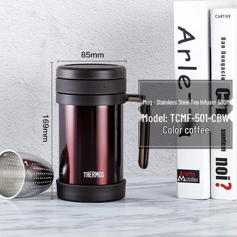Thermos Vacuum Insulated Stainless Steel Tea Mug with Infuser 500ml