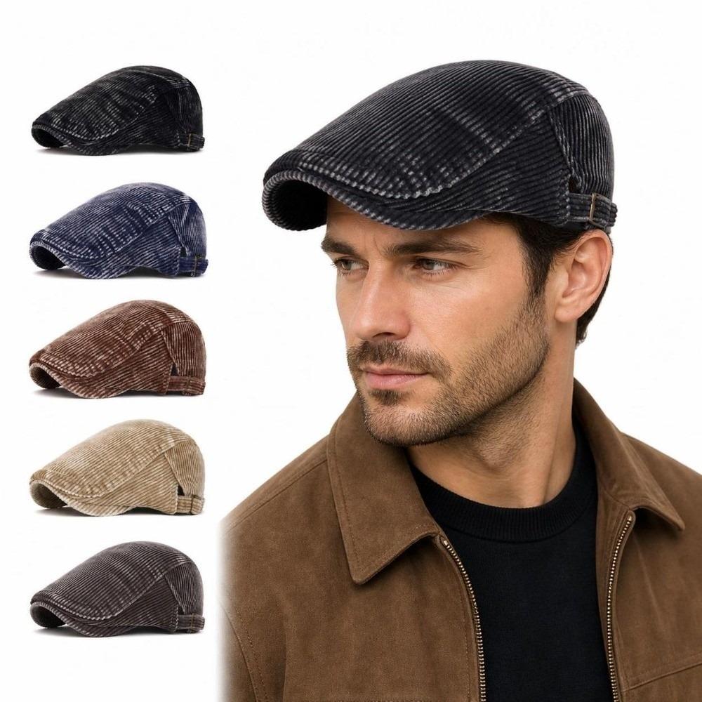 Adjustable Corduroy Flat Cap British Style Driving Cap Vintage Gatsby Beret Cap Driving Use