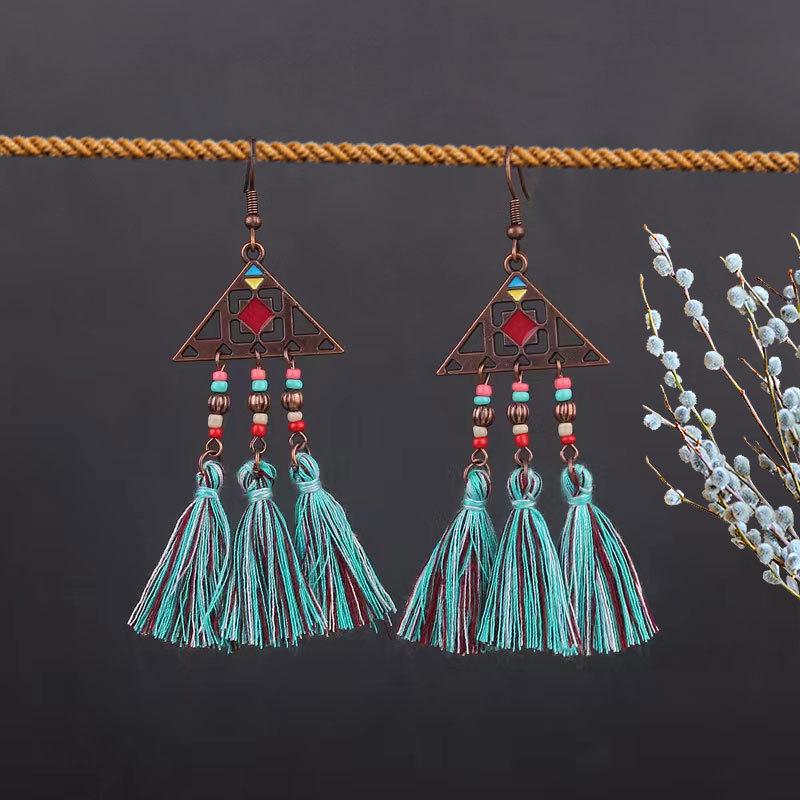 Bohemian Ethnic Tassel Earrings - Tribal Style for Holiday Travel Photography