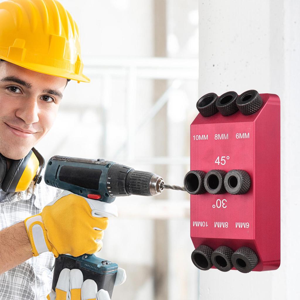 3pcs Drill Bits 6mm 8mm 10mm Drill + 30 45 90 Degree Guide Jig Drill Guide Pocket Hole Jig Woodwork Guides Multi Angle Positioner for Woodworking