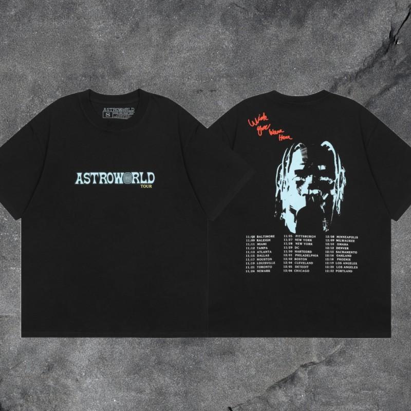 Travis Scott Utopia T-Shirt Mens High Street Short Sleeve Graphic Tee Casual Streetwear