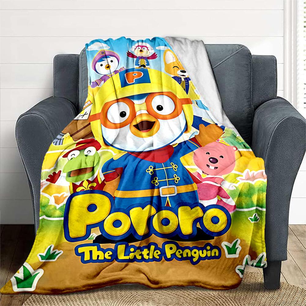 1pc Pororo Adventure Outdoor Blanket Lightweight Flannel, Soft & Warm, All-Season Use for Sofa, Outdoor, Camping, Living Room, Office079
