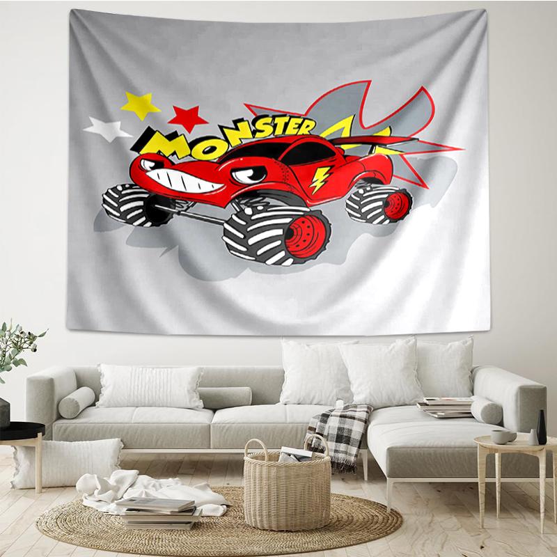 Truck Print Tapestry, Backdrop, Easy Setup, Ideal for Bedroom, Office & Living Room, with Aesthetic Wall Hanging Decor.