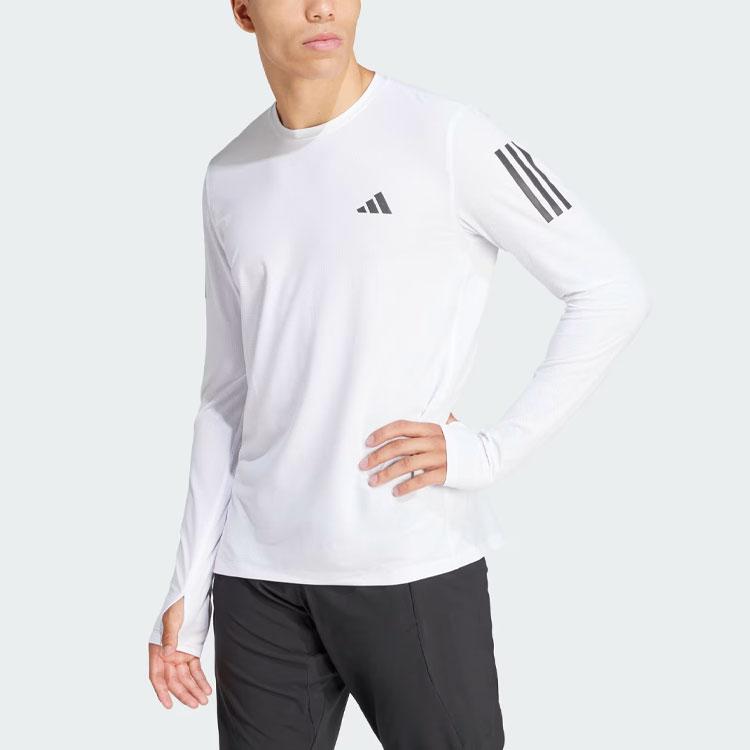 Adidas Футболка с длинным рукавом Own The Run, белая, мужская, уличная, IK7432