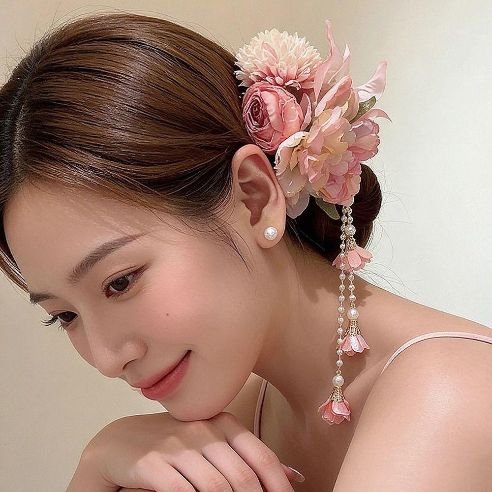 1Pcs Chinese Style Hair Clip Headpieces Fresh Flower Hairpin Durable Hanfu Hair Accessories