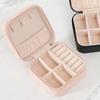 Portable Design Portable Jewelry Box Button Leather Leather Storage Box  Earrings Storage