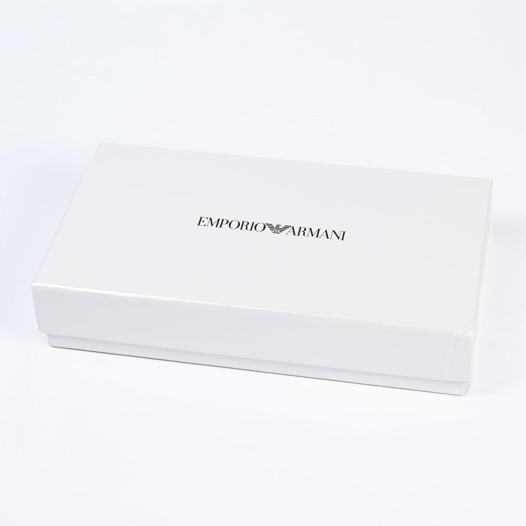 Emporio Armani Long Wallet Round Zipper Graphic Design Eagle Black Blue YEME49 Y731E 80001 Wallet Leather Men's [Item]