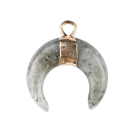 DIY Pendant Gold-Plated Edging Crescent Horn Design Natural Imitation Crystals Jade Necklace Bracelet Earrings Charm DIY Jewelry Making