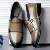 2025 Direct Sales Men's Business Casual Leather Shoes Double-breasted Pointed Dress Glossy Munch Shoes British Dress Leather Shoes