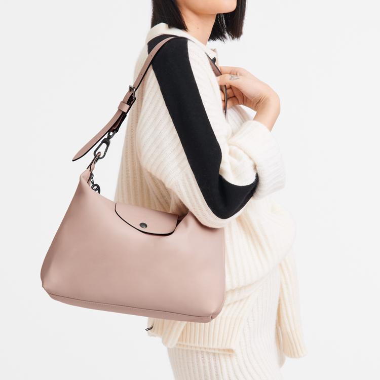 Longchamp Fashion Versatile Leather And Cowhide Shoulder Bag Women bags Nude 10189987542