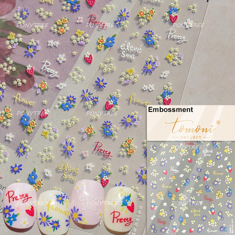Colourful Frangipani Bright Lily Flowers Gradual Petal Vivid Dew Delicate Romantic Nail Art Stickers Manicure Decals Decorations