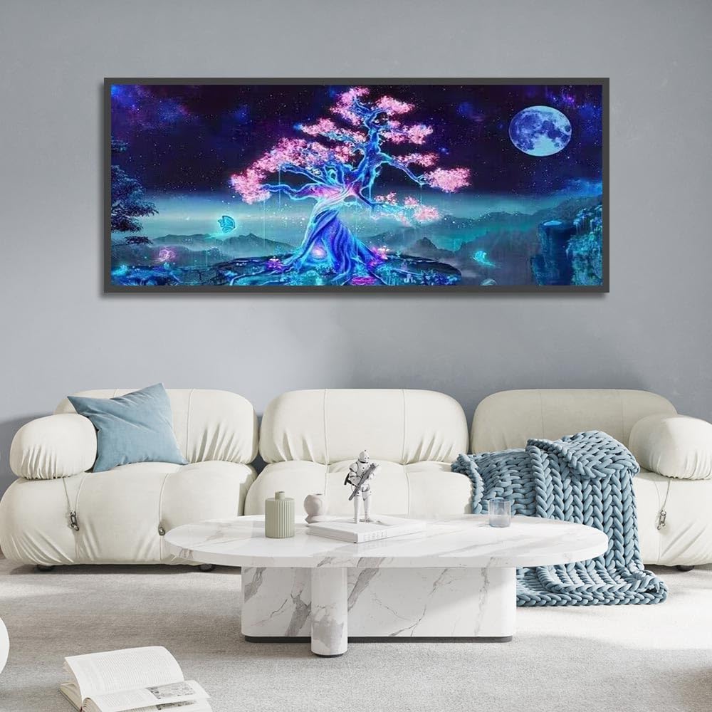 5D Diamond Art Painting Moon, Tree Diamond Painting Kit,DIY Full Diamond Crystal Art and Crafts, Gem Art Painting with Diamond Home Wall Decoration