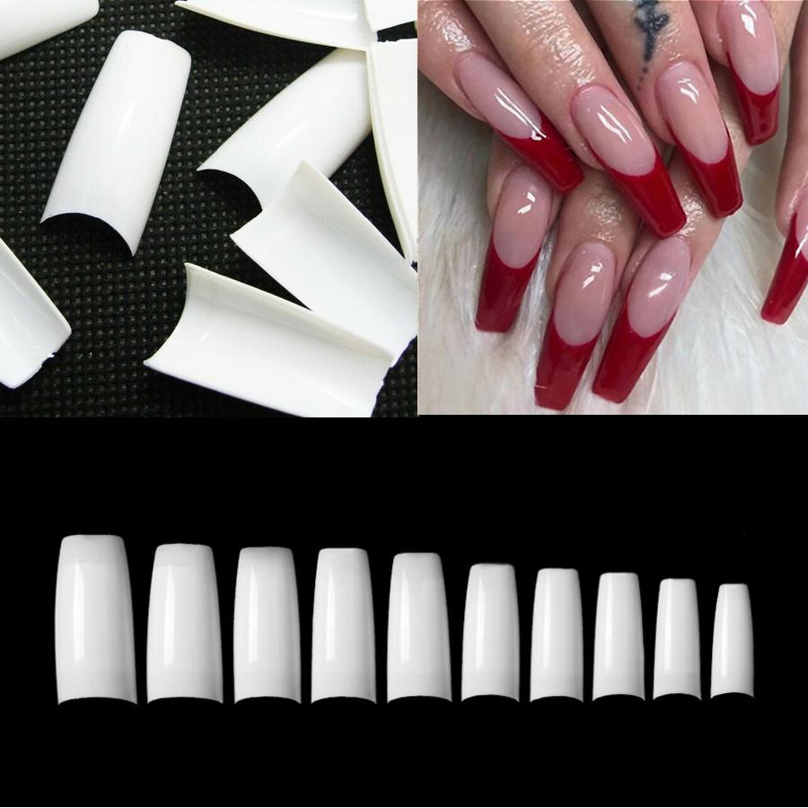500 Sizes Pcs 10 White False French Style Acrylic Uv Gel Nail Tips Diy Salon Tools